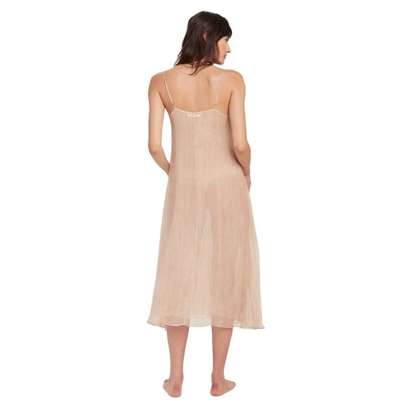 SKIN - Ballet Pink Shani Silk Chiffon Midi Chemise - SCC90AD -  Size 2 NWT - Picture 3 of 9